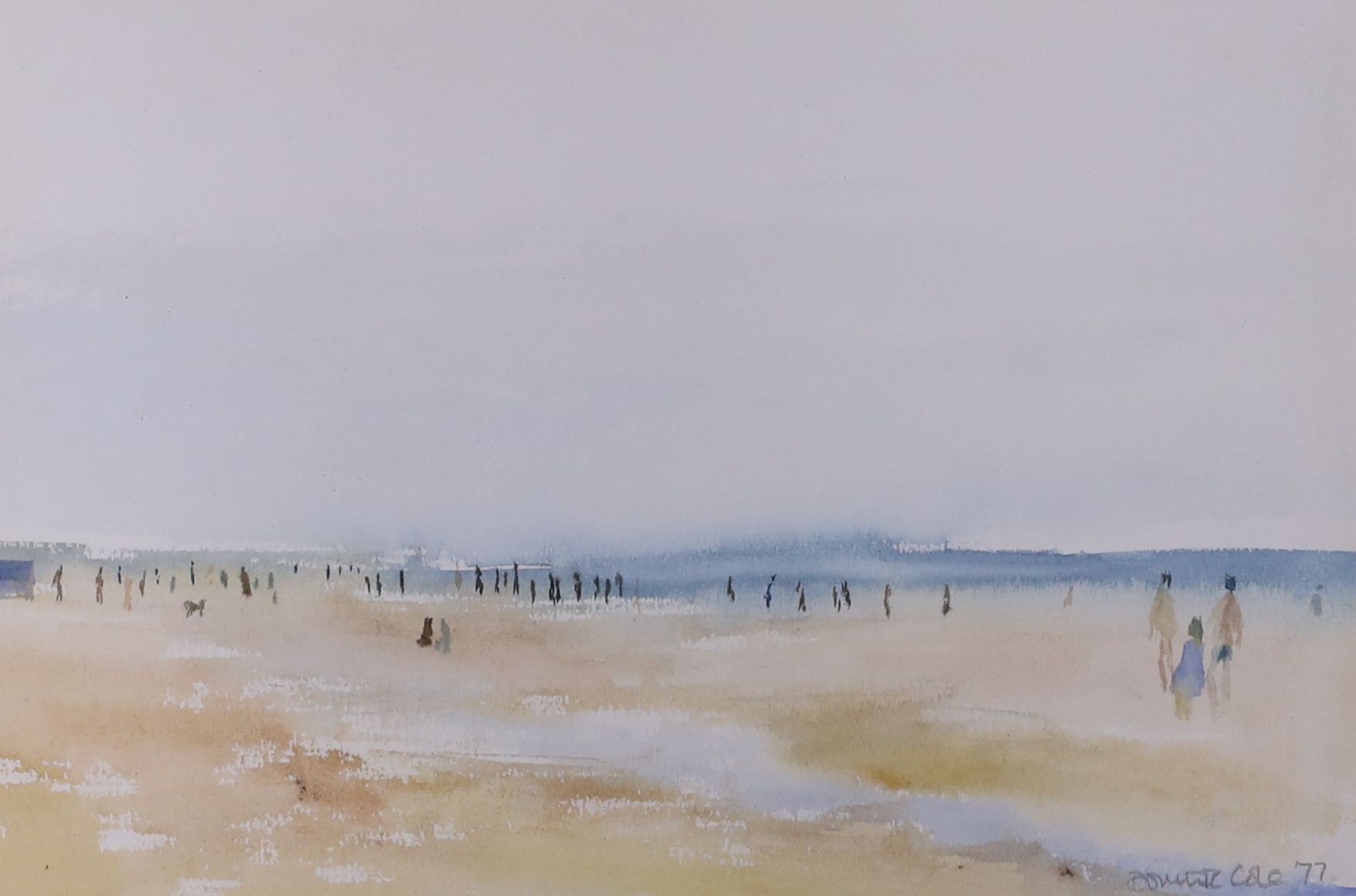 Dominic Cole, watercolour, Beach scene, signed and dated 1977, 20 x 30cm